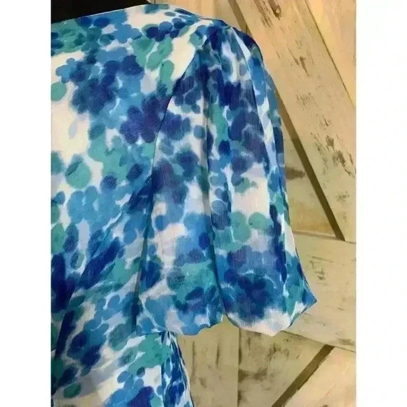 DKNY Women’s Printed Floral Chiffon Boat Neck Sheath Wrap Dress Size 10 - Picture 11 of 14